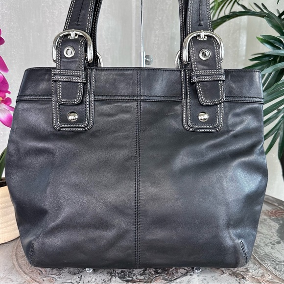 Coach Soho Pleated North South Tote F15045 And Trifold Wallet Set SV/Black - Picture 2 of 15